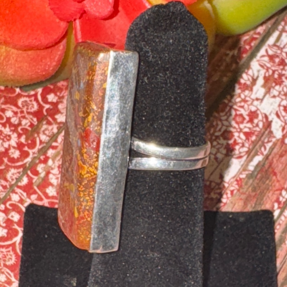 Huge Jasper Agate Silver Ring - image 4